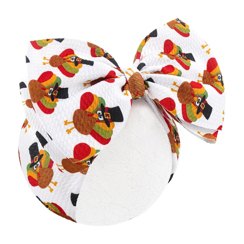 ONENINEDREAM Turkey Bow Thanksgiving Bows for Baby Turkey Headband Baby Thanksgiving headbands for Toddler Thanksgiving Hair Fall Bows for Baby Girls - Image 1
